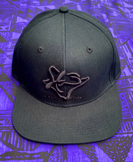 Embroidered Snapback Hat Black on Black- 2 options