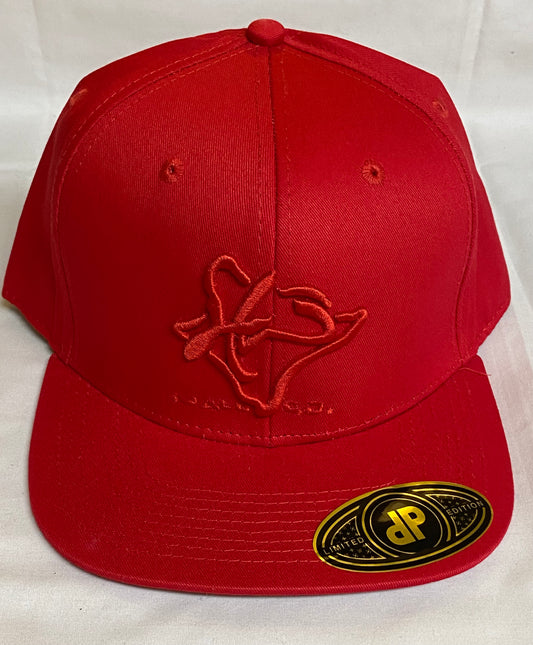 Embroidered Snapback Hat Red on Red