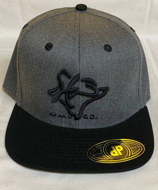 Embroidered Snapback Hat Grey w/ Black
