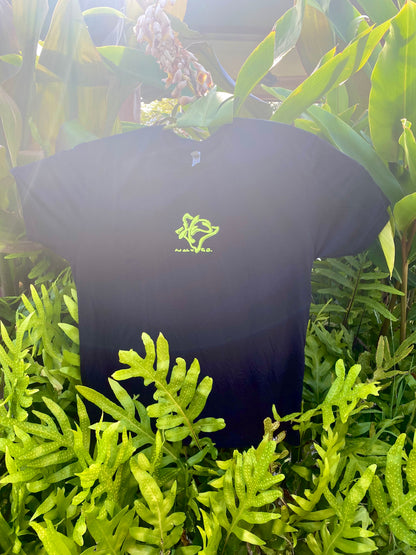 Tri Blend Tee Black W/ Neon Green